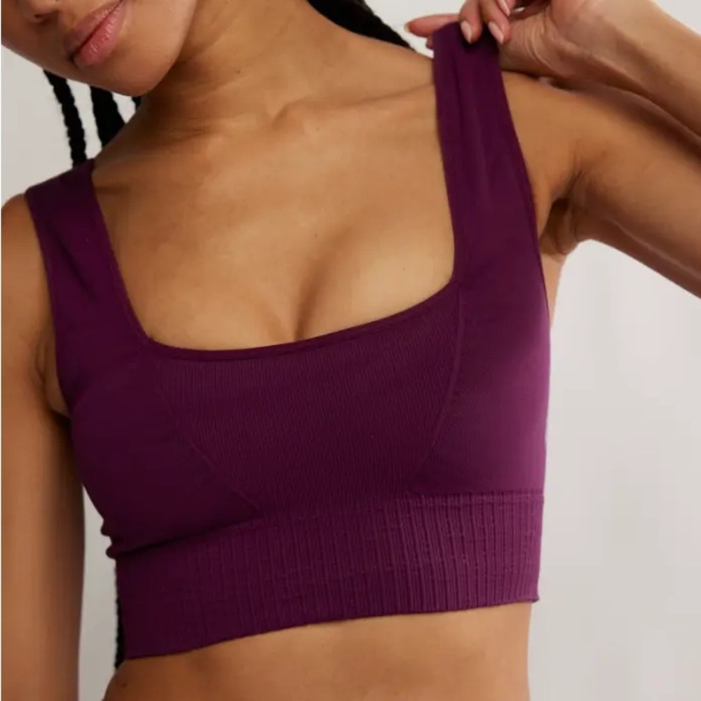 Free People Movement Good Karma Square Bra in Black Cherry